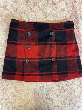 GAP Red & Black Plaid Wool Mini Skirt